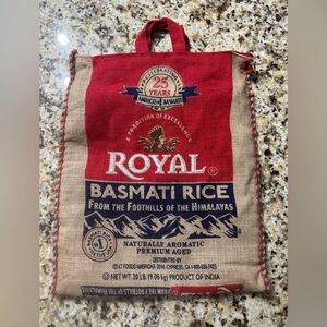 [BAG ONLY] Royal Basmati Rice Bag 20lbs Burlap Handles Zipper Heavy Duty 25th An
